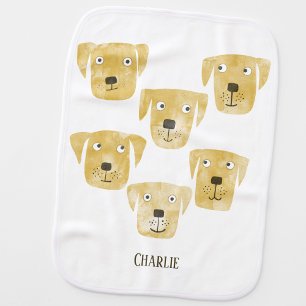 Cute Golden Labrador Retriever Dog Custom Name Baby Burp Cloth