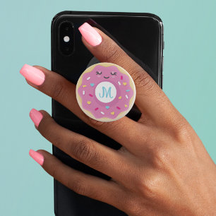 Cute Kawaii Cartoon Anime Sprinkle Donut Monogram PopSocket