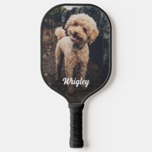 Cute Name Pet Photo Dark Gradient Overlay Pickleball Paddle