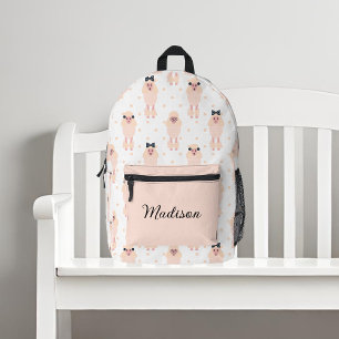 Cute Poodles with Bows Custom Name Printed Backpack