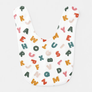 cute retro alphabet soup baby bib