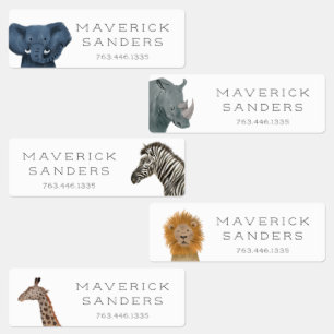 Cute Safari Animals Kids' Labels