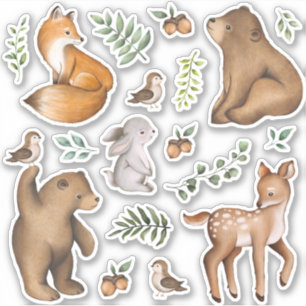 Cute Woodland Forest Animals Scrapbook Stationery Sticker