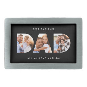 Dad photo modern typography child gift belt buckle