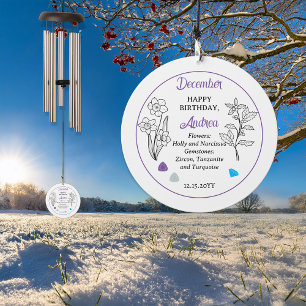 December Holly and Narcissus Birthday Keepsake Wind Chime