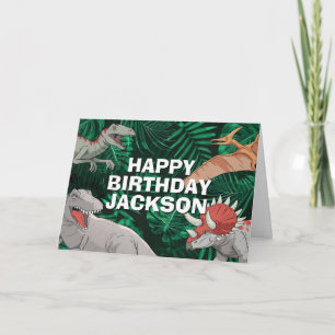 Dinosaur Kids Dino Jurassic Trex Boy Birthday Card