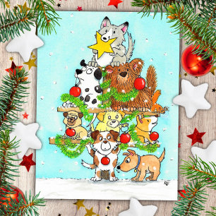 Dogs Merry Christmas postcard by Nicole Janes