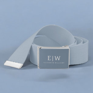 Dusty Blue Minimalist Modern Monogram Elegant Belt