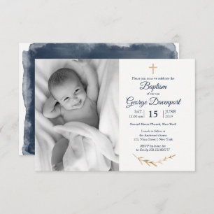 Elegant Baptism Religious event custom photo Invitation