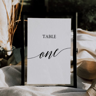 Elegant Black Calligraphy Table One Table Number