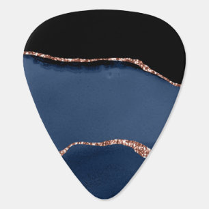 Elegant Blue Glitter Gold Guitar Pick