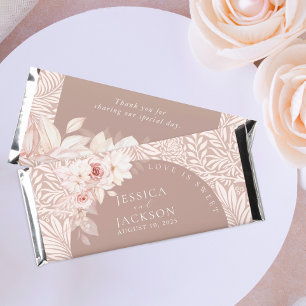 Elegant Blush Floral Wedding Hershey Bar Favors