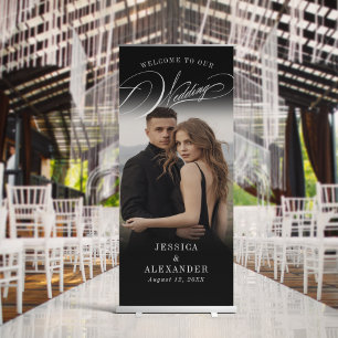 Elegant Calligraphy Wedding Photo Welcome Retractable Banner