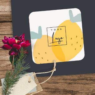 Elegant Cute Yellow Lemon Fruity Citrus Logo Square Sticker