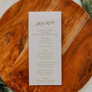 Elegant Gold Calligraphy   Ivory Dinner Menu Card