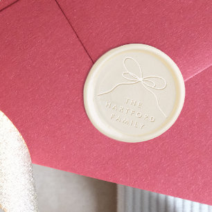 Elegant Minimalist Bow & Family Name Wax Seal Sticker