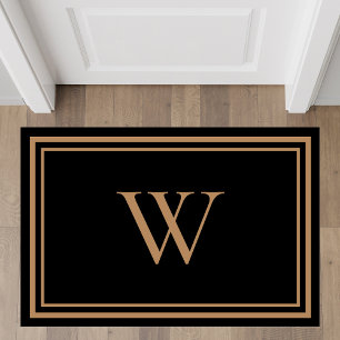 Elegant Monogram Black Gold Rug