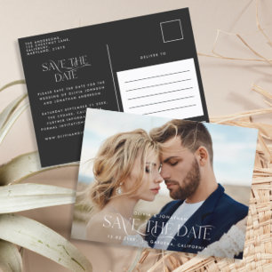 Elegant typography modern wedding landscape photo  postcard