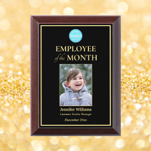 Employee of the Month Company Logo Photo Gold Award Plaque