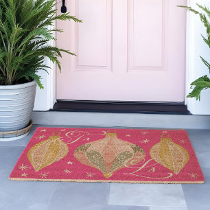 Fa La Pink Retro Christmas Ornaments And Stars Doormat