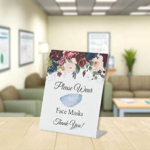 Face Masks for Business Floral Pedestal Sign