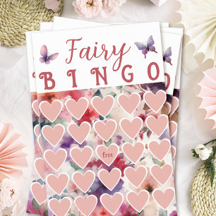 Fairy Themed Birthday Party Bingo Card Game Flyer