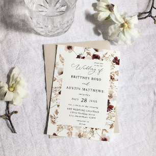 Fall Wildflowers Floral Wedding Invitation