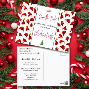 Family Christmas Party Save the Date Santa Hat Postcard