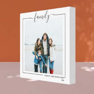 Family Personalized Photo and Text Typography Canvas Print