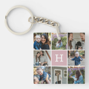 Family Photo Collage and Monogram Keychain