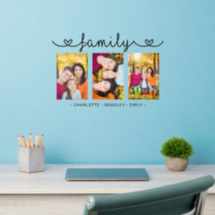 Family Script 3 Photo Template Custom Names Wall Decal