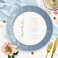 Fancy Script Round Wedding Menu Card For Plate