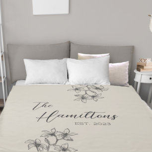 Farmhouse Floral Custom Monogram Beige  Duvet Cover