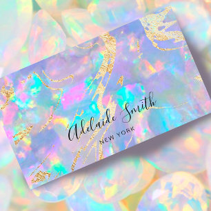 faux holographic opal stone business card