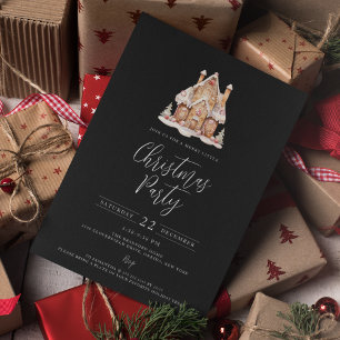 Festive Gingerbread House Christmas Party Invitation