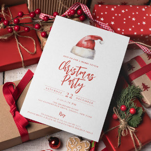 Festive Santa Hat Christmas Party Invitation