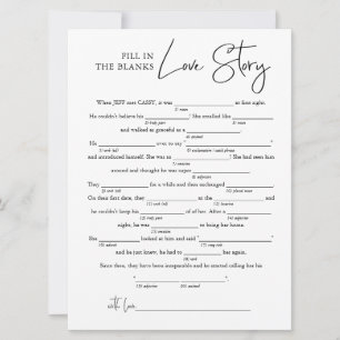 Fill in the Blanks Love Story | Bridal Shower Game Card