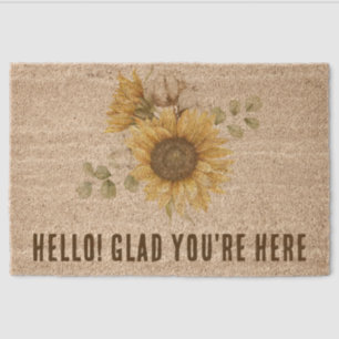 Floral Sunflower Eucalyptus Elegant Custom Doormat