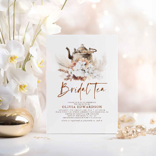 Floral Terracotta Boho Bridal Shower Tea Party Invitation