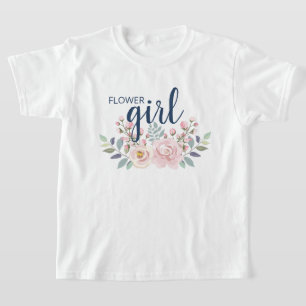 Flower Girl Pink Floral Wedding T-Shirt