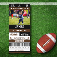 Football Ticket Birthday Party Photo Invitation