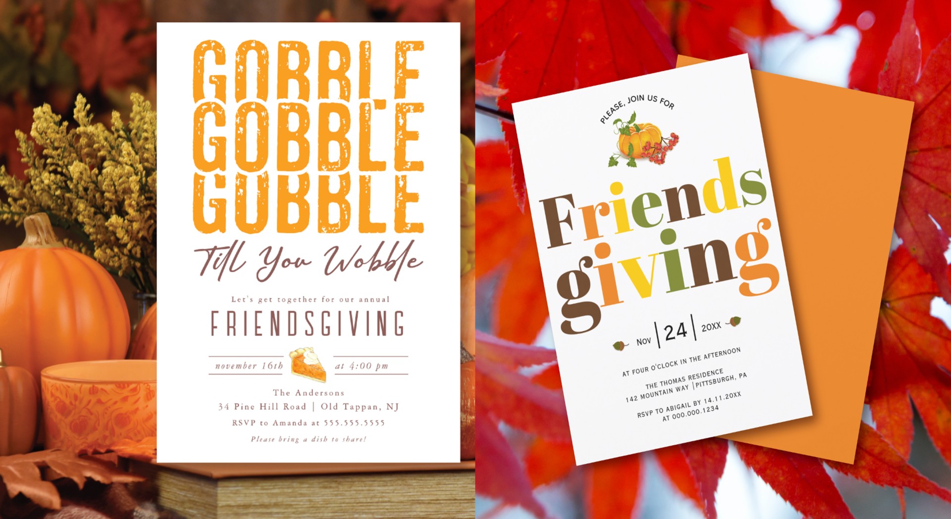 Two Friendsgiving invitations