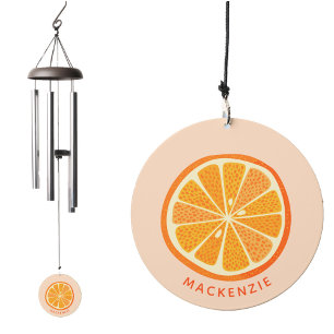 Fun Citrus Orange Slice Personalized Name Wind Chime