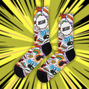 Fun Personalized Name Comic Book Socks