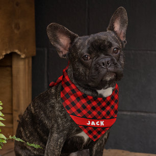 Fun Red Black Buffalo Lumberjack Checks Dog Bandana