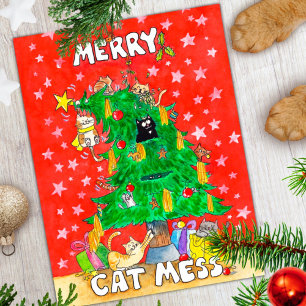 Funny Cat Christmas postcard