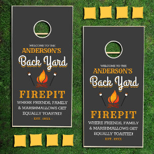 Funny Family Name Fire Pit  Personalized Cornhole Set