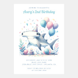 Funny Hammerhead Shark Birthday Invitation