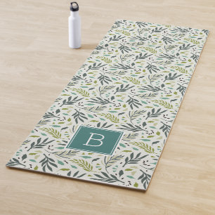 Garden Whimsy Greenery Monogram Yoga Mat