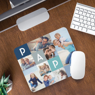 Gift For Papa   Papa Modern Multiple Photo Grid Mouse Pad